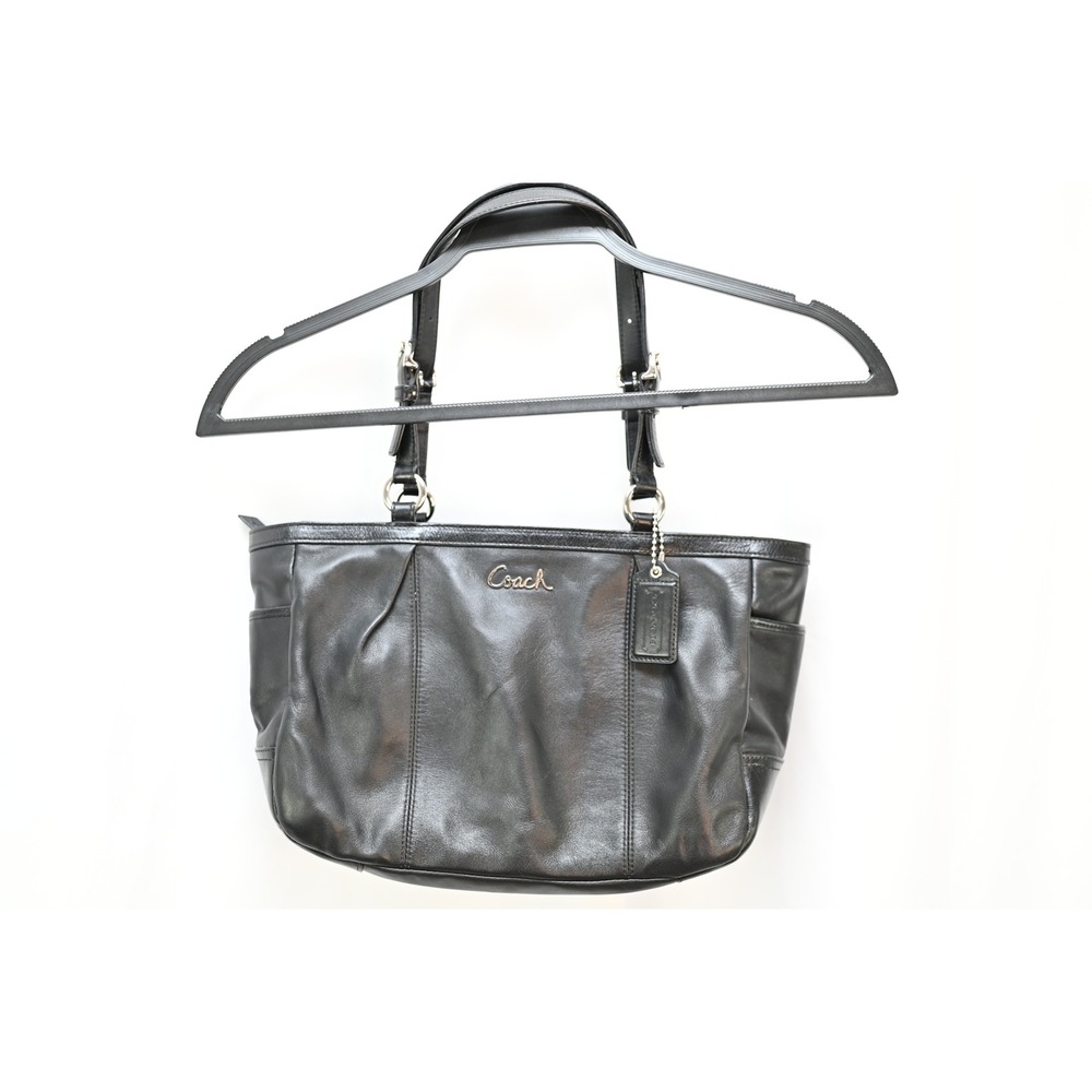 Coach Black Leather Gallery Tote Bag Purse H1173-F17721 Silver Hardware
